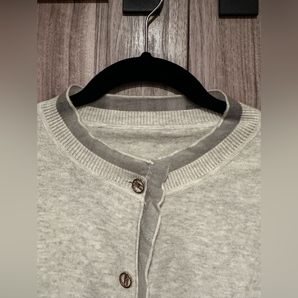 Contrast Mesh Button Front Cardigan - Picture 3 of 7